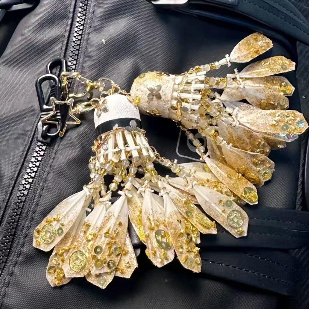 Badminton Materi - Generic Gold Foil Badminton Shuttlecock Charm