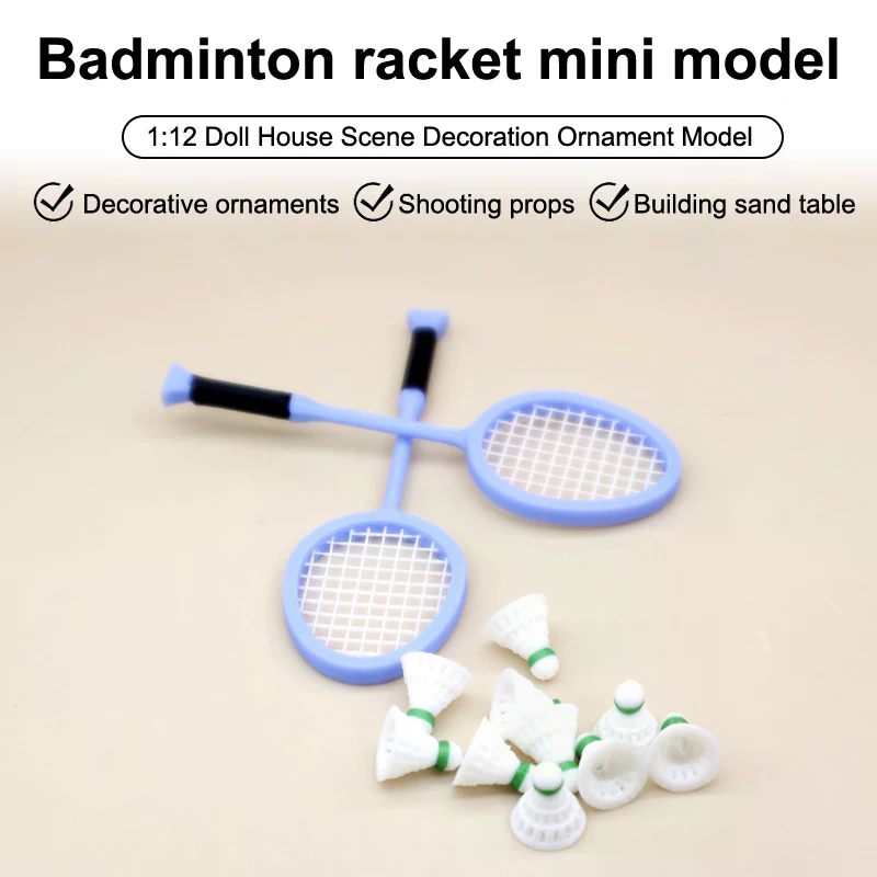 Badminton House - 1Pair 1:12 Dollhouse Simulation Mini Badminton