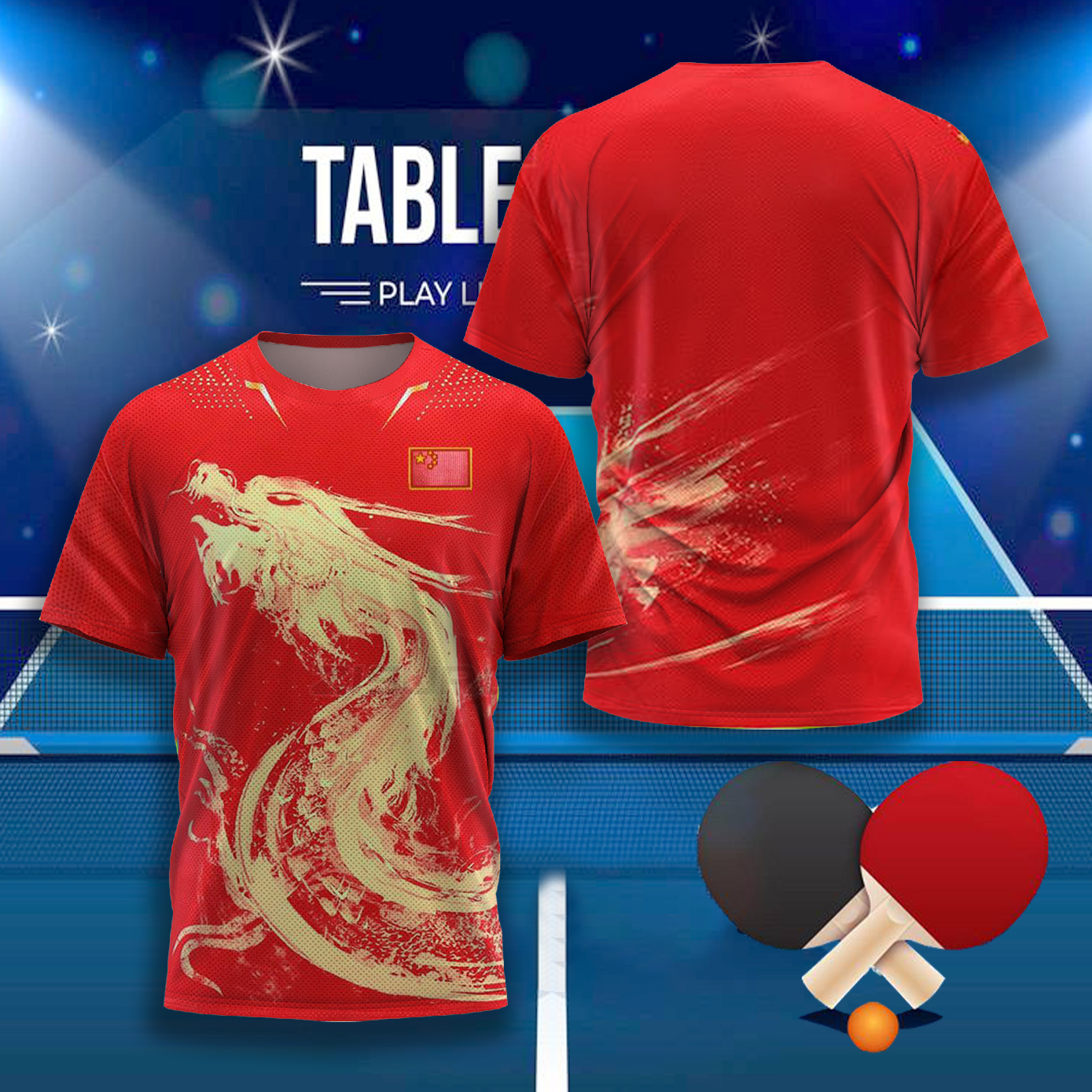 Badminton Png - CHINA Dragon Table Tennis Graphic T