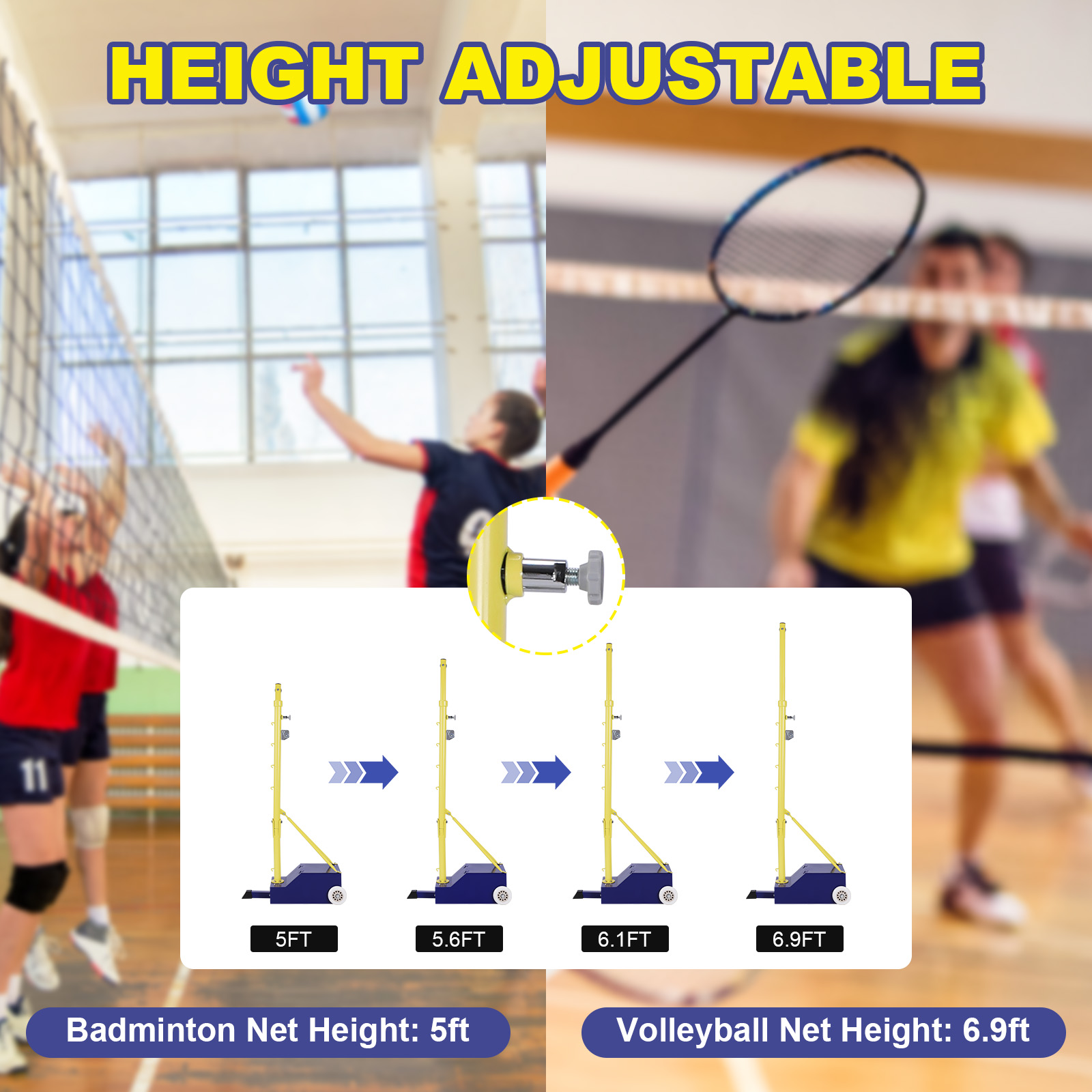 Volleyball Poles Heavy Duty Ba - Badminton Net 评论和价格