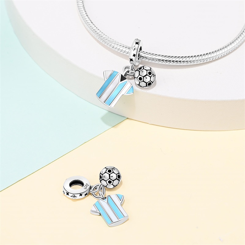 Fashion 925 Silver Football Je - Badminton Materi 评论和价格